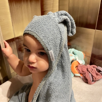 Towel newborn with ears + glove, blue