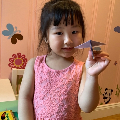 customer photo of Beanstalk.co Averie's paper airplane! She says she can't wait to fly it outdoors!
