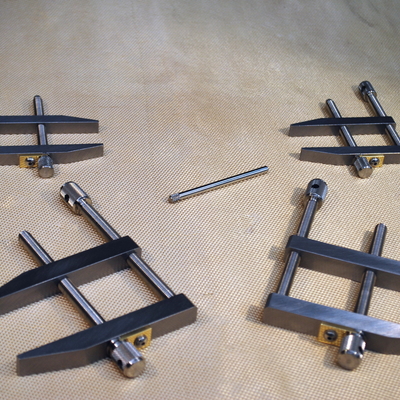 customer photo of D. Gray Drafting and Design Bill Buckalew from Los Osos California.  A pair of 4" clamps directly from Doug's drawings and a smaller pair
