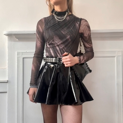 customer photo of Honour Clothing PVC Skater Skirt