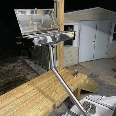 customer photo of JewlsCustoms Kuuma grill mount on a port side stanchion
