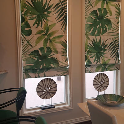 customer photo of KARUILU home Quick Fix Washable Roman Window Shades Flat Fold, Tropical Leaves