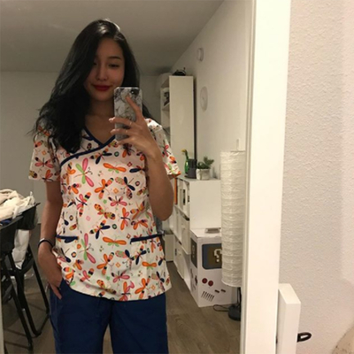 @chikychoko Dragonfly Print 4 Pocket Uniform Scrubs Set