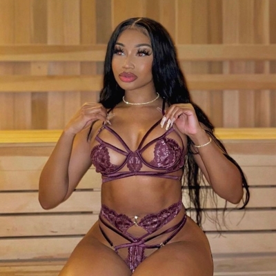 customer photo of Love, Vera Love, Vera Cutout Strappy Bra Set Brandywine