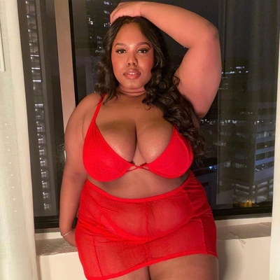 customer photo of Love, Vera Love, Vera Mesh & Lace Skirt Set Candy Apple Red Curvy