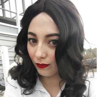 Brown 1940s pinup style wig, with finger waves: Honey