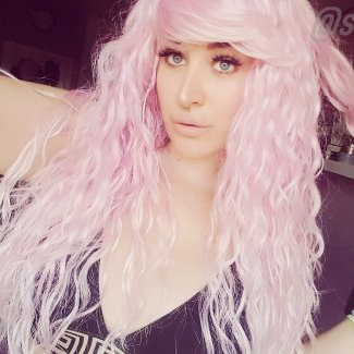 Crimped pink wig, long, in two colour pink ombre: Peony
