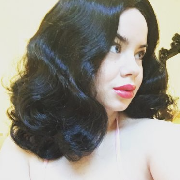 Black 40s style wig with beautiful marcel waves: Dita