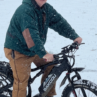 Riding in the snow.