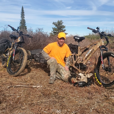 Son in law and I, hunting success - loving the unbelievable Storm bikes