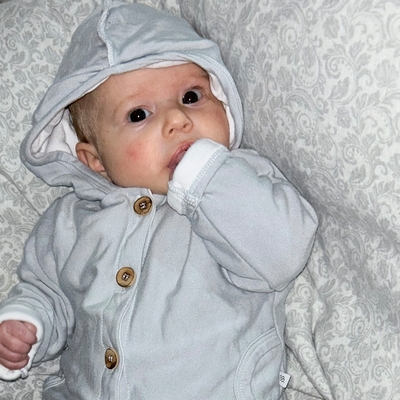 Cardigan bambino con cappuccio Pure - Azzurro 06