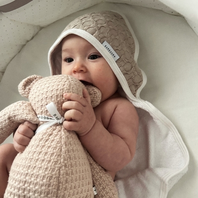 Hooded Towel + Glove - Honey - Sand