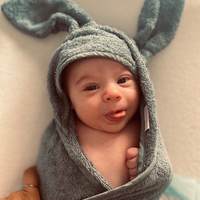 Asciugamano neonato con orecchie + guanto, cammello
