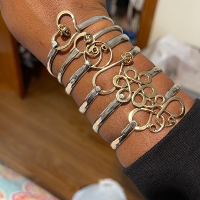 this is my collection so far of two tone. I had yall customize me the teardrop bracelet and i love it!