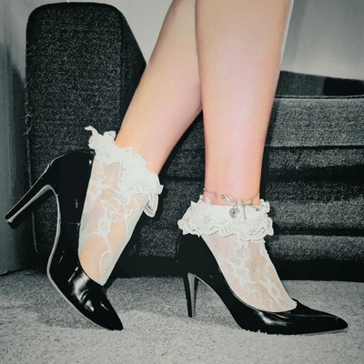 White Socks With Ruffles 