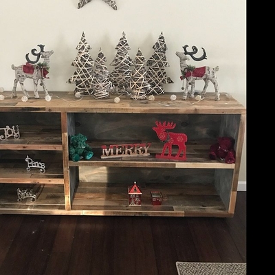 Reclaimed Wood Record Media Music Console