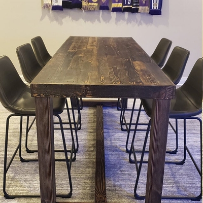 Reclaimed Wood Community Bar Restaurant High Top Table in Espresso