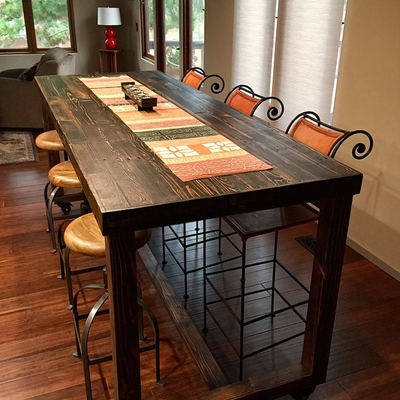 Reclaimed Wood Community Bar Restaurant High Top Table in Espresso