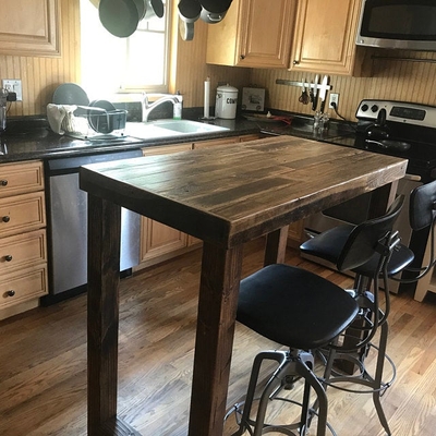 Reclaimed Wood Community Bar Restaurant High Top Table in Espresso