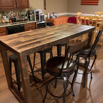 Reclaimed Wood Community Bar Restaurant High Top Table in Provincial