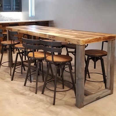 Sequoia Reclaimed Wood Community Bar Restaurant Table in Natural