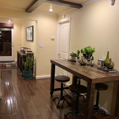 Reclaimed Wood Community Bar Restaurant High Top Table in Espresso