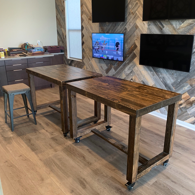 Reclaimed Wood Community Bar Restaurant High Top Table in Espresso