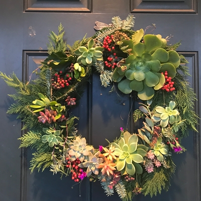 Wreath of Succulents and greens