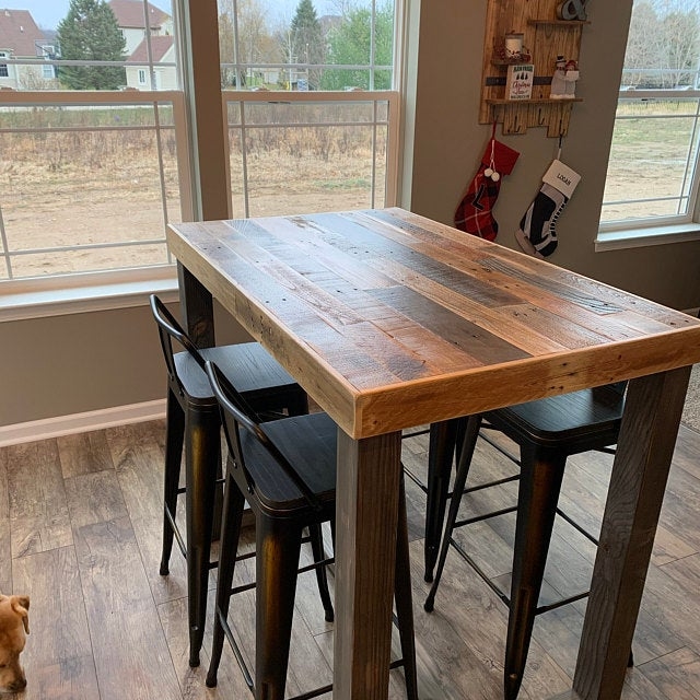 Reclaimed Wood Bar Top Table in Natural – Kase Custom