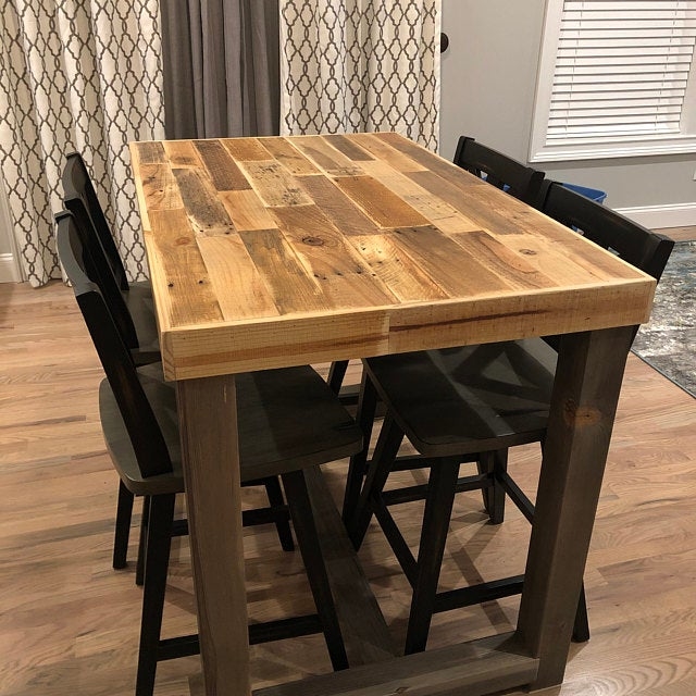 Reclaimed Wood Bar Top Table in Natural Kase Custom