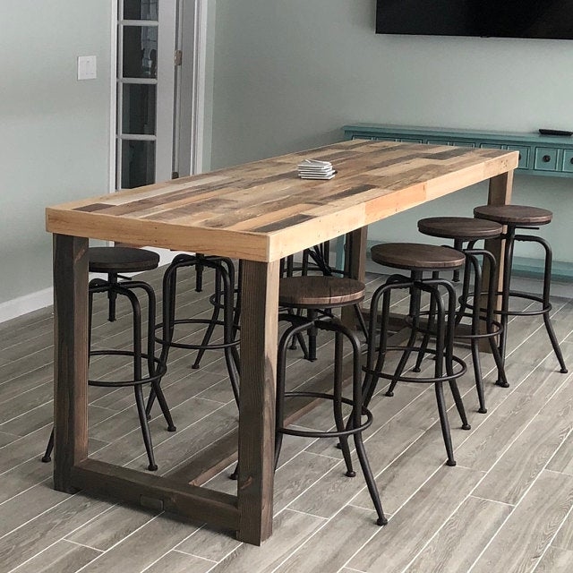 Reclaimed Wood Bar Top Table in Natural Kase Custom